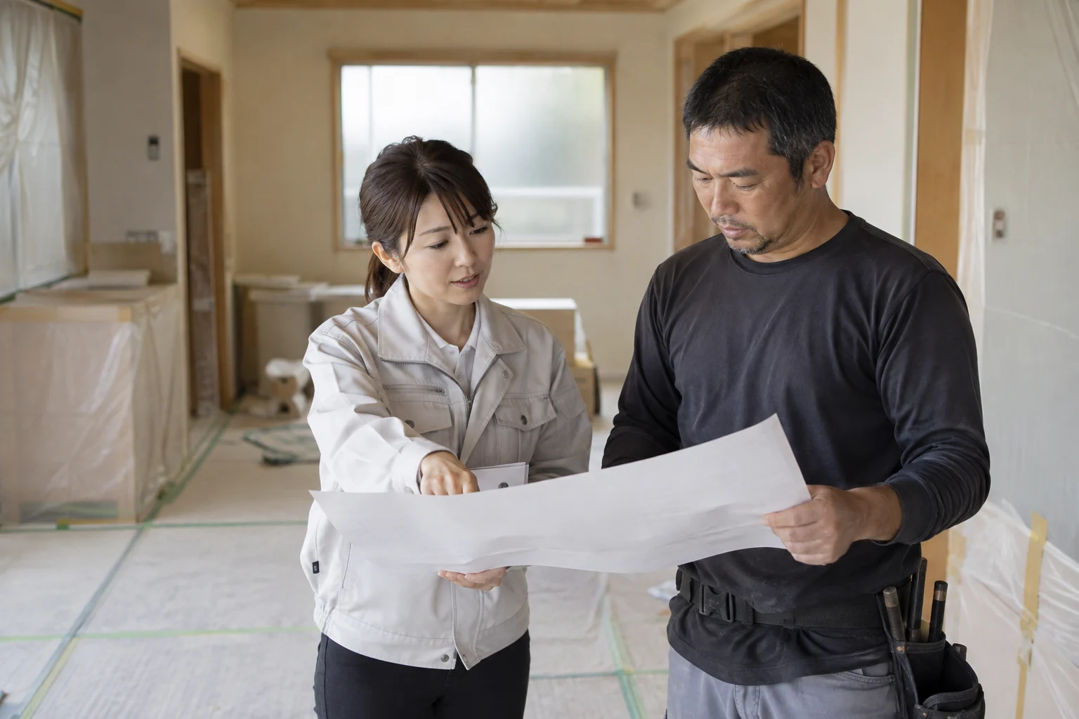 担当者が工事中も寄り添うための仕事の場面