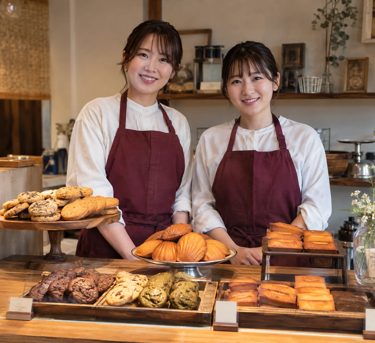 小さな菓子店の販売スタッフ